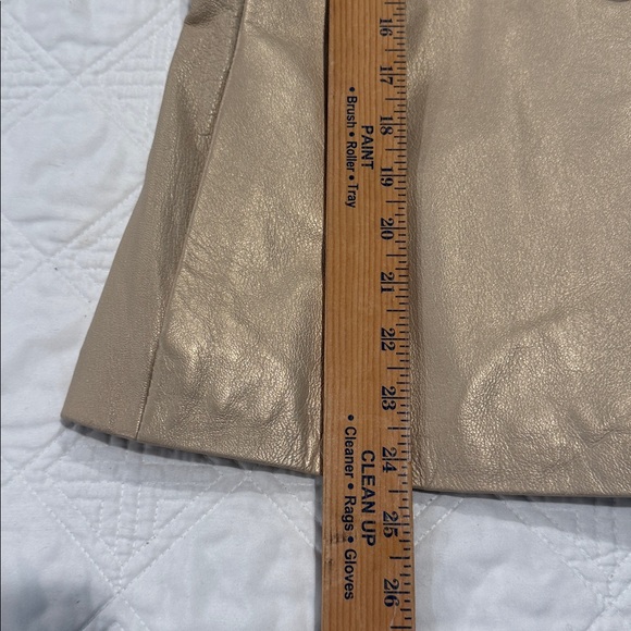 Alfani Metallic Champagne 100% Leather Jacket Size Small extra button - Picture 8 of 16